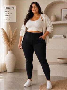 Fabletics Women's High-Waisted Leggings XL | Black
Activewear | Side Pockets |